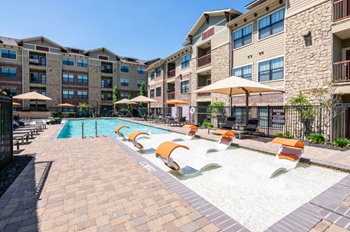 Pool with sundeck and loungers